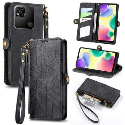 Geometric Zipper Wallet Side Buckle Leather Phone Case, For Xiaomi Redmi Note 11SE, For Xiaomi Redmi 10A, For Xiaomi Redmi 10C, For Xiaomi Redmi K50