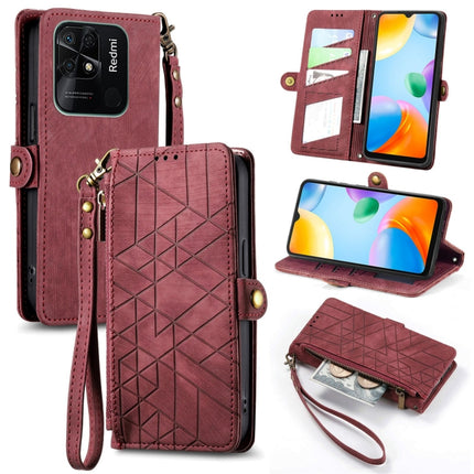 Geometric Zipper Wallet Side Buckle Leather Phone Case, For Xiaomi Redmi Note 11SE, For Xiaomi Redmi 10A, For Xiaomi Redmi 10C, For Xiaomi Redmi K50