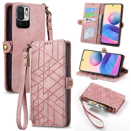 Geometric Zipper Wallet Side Buckle Leather Phone Case, For Redmi Note 11 Pro 4G, For Xiaomi Redmi 10, For Xiaomi Redmi Note 10 5G, For Xiaomi Redmi Note 10 4G