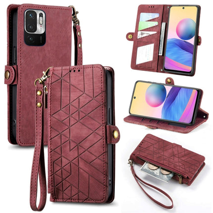 Geometric Zipper Wallet Side Buckle Leather Phone Case, For Redmi Note 11 Pro 4G, For Xiaomi Redmi 10, For Xiaomi Redmi Note 10 5G, For Xiaomi Redmi Note 10 4G