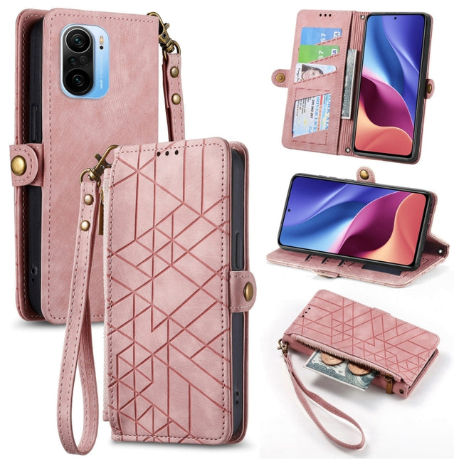 Geometric Zipper Wallet Side Buckle Leather Phone Case, For Xiaomi Redmi K40, For Xiaomi Redmi Note 9 4G, For Xiaomi Redmi 9A, For Xiaomi Redmi 9