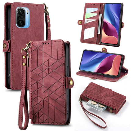 Geometric Zipper Wallet Side Buckle Leather Phone Case, For Xiaomi Redmi K40, For Xiaomi Redmi Note 9 4G, For Xiaomi Redmi 9A, For Xiaomi Redmi 9