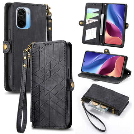 Geometric Zipper Wallet Side Buckle Leather Phone Case, For Xiaomi Redmi K40, For Xiaomi Redmi Note 9 4G, For Xiaomi Redmi 9A, For Xiaomi Redmi 9