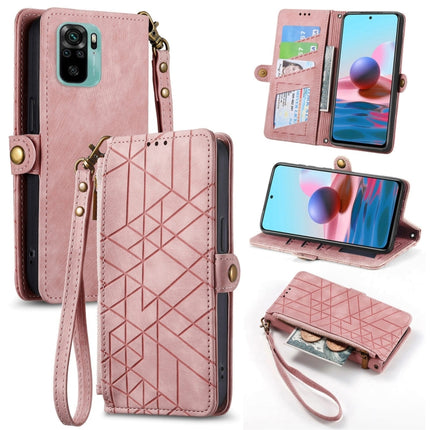 Geometric Zipper Wallet Side Buckle Leather Phone Case, For Redmi Note 11 Pro 4G, For Xiaomi Redmi 10, For Xiaomi Redmi Note 10 5G, For Xiaomi Redmi Note 10 4G