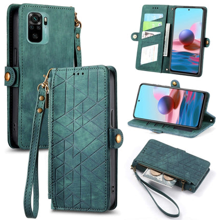 Geometric Zipper Wallet Side Buckle Leather Phone Case, For Redmi Note 11 Pro 4G, For Xiaomi Redmi 10, For Xiaomi Redmi Note 10 5G, For Xiaomi Redmi Note 10 4G