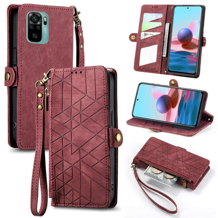 Geometric Zipper Wallet Side Buckle Leather Phone Case, For Redmi Note 11 Pro 4G, For Xiaomi Redmi 10, For Xiaomi Redmi Note 10 5G, For Xiaomi Redmi Note 10 4G