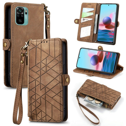 Geometric Zipper Wallet Side Buckle Leather Phone Case, For Redmi Note 11 Pro 4G, For Xiaomi Redmi 10, For Xiaomi Redmi Note 10 5G, For Xiaomi Redmi Note 10 4G