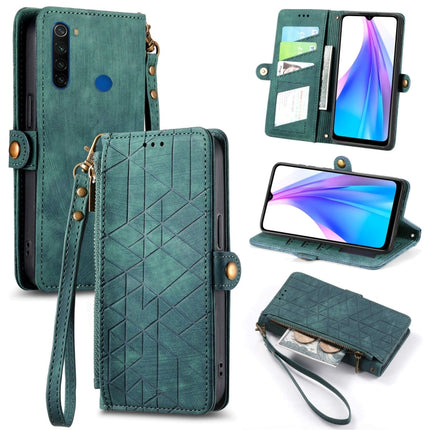 Geometric Zipper Wallet Side Buckle Leather Phone Case, For Xiaomi Redmi K30, For Xiaomi Redmi Note 8T, For Xiaomi Redmi Note 8, For Xiaomi Redmi Note 8 Pro