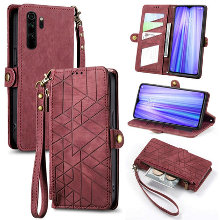 Geometric Zipper Wallet Side Buckle Leather Phone Case, For Xiaomi Redmi K30, For Xiaomi Redmi Note 8T, For Xiaomi Redmi Note 8, For Xiaomi Redmi Note 8 Pro