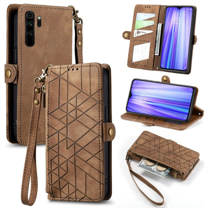 Geometric Zipper Wallet Side Buckle Leather Phone Case, For Xiaomi Redmi K30, For Xiaomi Redmi Note 8T, For Xiaomi Redmi Note 8, For Xiaomi Redmi Note 8 Pro