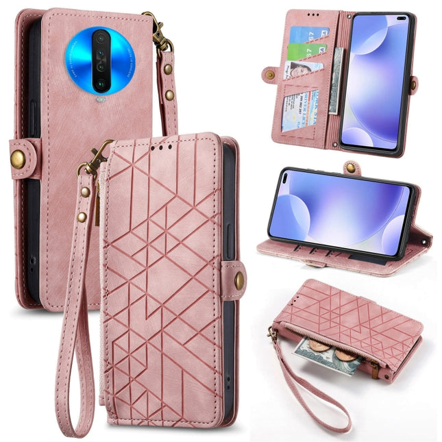 Geometric Zipper Wallet Side Buckle Leather Phone Case, For Xiaomi Redmi K30, For Xiaomi Redmi Note 8T, For Xiaomi Redmi Note 8, For Xiaomi Redmi Note 8 Pro