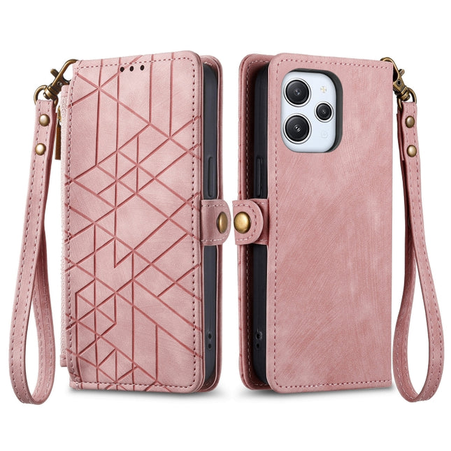 Geometric Zipper Wallet Side Buckle Leather Phone Case, For Xiaomi Redmi K30, For Xiaomi Redmi Note 8T, For Xiaomi Redmi Note 8, For Xiaomi Redmi Note 8 Pro