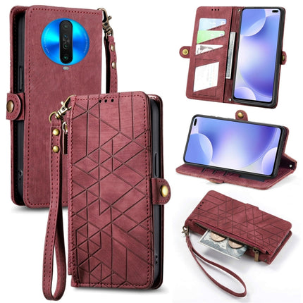 Geometric Zipper Wallet Side Buckle Leather Phone Case, For Xiaomi Redmi K30, For Xiaomi Redmi Note 8T, For Xiaomi Redmi Note 8, For Xiaomi Redmi Note 8 Pro