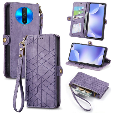 Geometric Zipper Wallet Side Buckle Leather Phone Case, For Xiaomi Redmi K30, For Xiaomi Redmi Note 8T, For Xiaomi Redmi Note 8, For Xiaomi Redmi Note 8 Pro