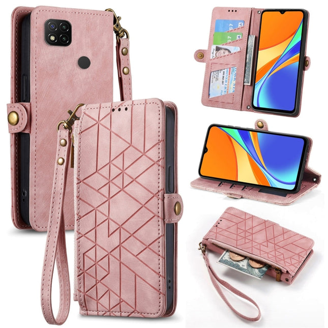Geometric Zipper Wallet Side Buckle Leather Phone Case, For Xiaomi Redmi 9C, For Xiaomi Redmi Note 9, For Xiaomi Redmi K30 Pro, For Xiaomi Redmi Note 9S