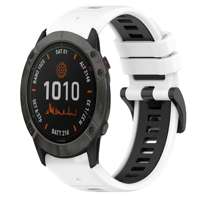 Sports Two-Color 26mm Silicone Watch Band, For Garmin Fenix 6X Pro, For Garmin Fenix 6X Sapphire
