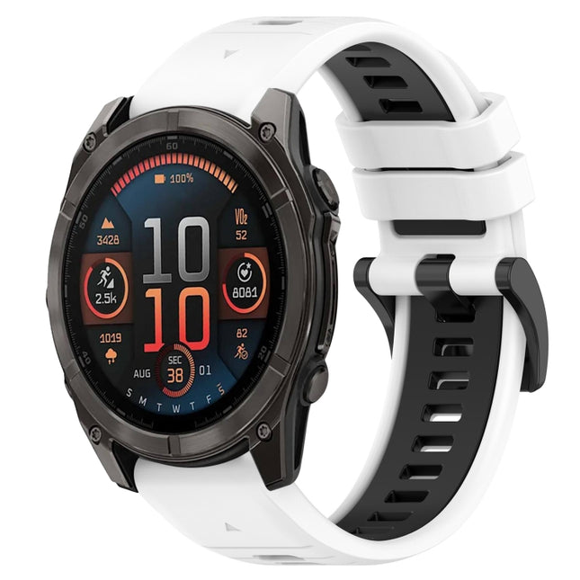 Sports Two-Color 26mm Silicone Watch Band, For Garmin Fenix 8 AMOLED 51mm, For Garmin Fenix 7X Pro 51mm