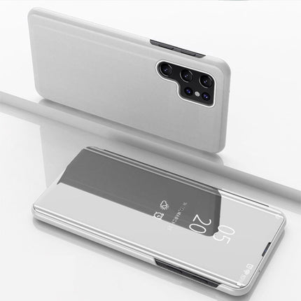 Plated Mirror Horizontal Flip Leather Phone Case with Holder, For Galaxy A55, For Galaxy A35, For Galaxy S24 Ultra 5G