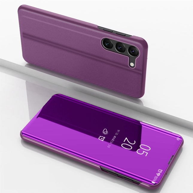 Plated Mirror Horizontal Flip Leather Phone Case with Holder, For Galaxy S24+ 5G, For Galaxy S24 5G, For Galaxy A15
