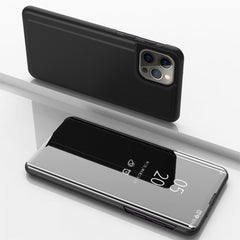 Plated Mirror Horizontal Flip Leather Phone Case with Holder, For iPhone 15 Pro Max, For iPhone 15 Pro, For iPhone 15 Plus