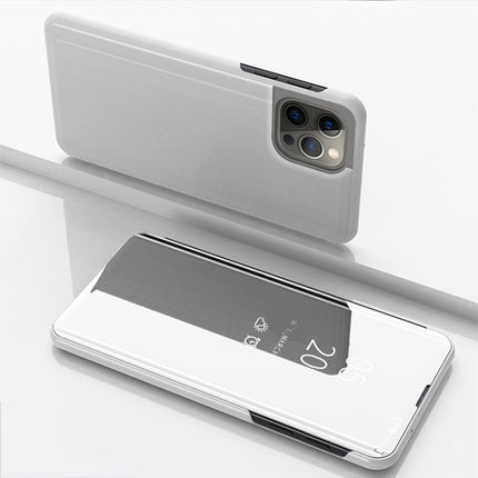 Plated Mirror Horizontal Flip Leather Phone Case with Holder, For iPhone 15 Pro Max, For iPhone 15 Pro, For iPhone 15 Plus