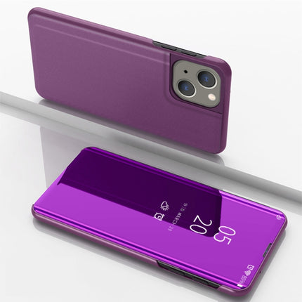 Plated Mirror Horizontal Flip Leather Phone Case with Holder, For iPhone 15 Pro Max, For iPhone 15 Pro, For iPhone 15 Plus