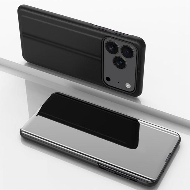 Plated Mirror Horizontal Flip Leather Phone Case with Holder, For iPhone 17e / 16e, For iPhone 17 Pro Max, For iPhone 17 Pro