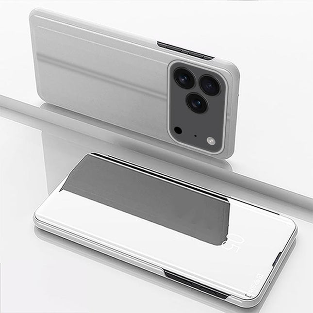 Plated Mirror Horizontal Flip Leather Phone Case with Holder, For iPhone 17e / 16e, For iPhone 17 Pro Max, For iPhone 17 Pro