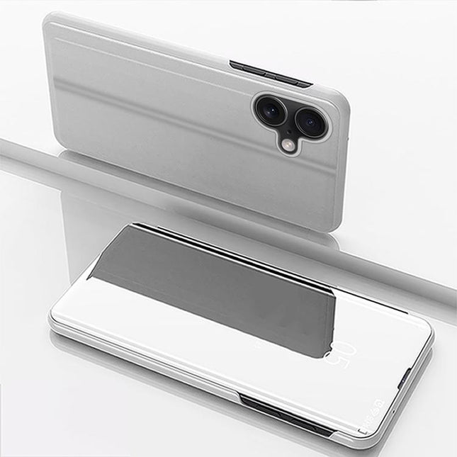 Plated Mirror Horizontal Flip Leather Phone Case with Holder, For iPhone 17, For iPhone Air, For iPhone 16 Pro Max