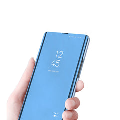 Plated Mirror Horizontal Flip Leather Phone Case with Holder, For iPhone 15 Pro Max, For iPhone 15 Pro, For iPhone 15 Plus