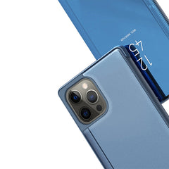 Plated Mirror Horizontal Flip Leather Phone Case with Holder, For iPhone 15 Pro Max, For iPhone 15 Pro, For iPhone 15 Plus