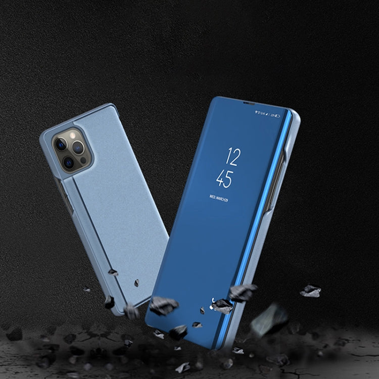 Plated Mirror Horizontal Flip Leather Phone Case with Holder, For iPhone 15 Pro Max, For iPhone 15 Pro, For iPhone 15 Plus