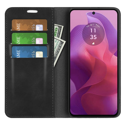 Retro-skin Magnetic Suction Leather Phone Case, For Motorola Moto G24, For Motorola Moto G34, For Motorola Moto G Play 2024, For Motorola Moto G84
