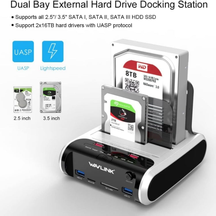Wavlink ST336A SSD HDD Fast Offline Clone SATA  USB 3.0 External Hard Drive Case, ST336A