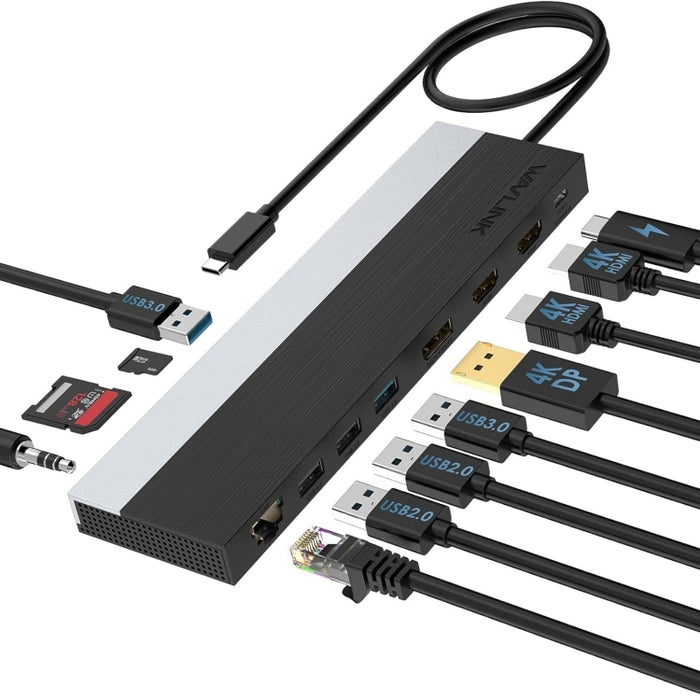 Wavlink UMD08 DisplayPort 12 in 1 Type-C Triple Display Docking Station, UMD08
