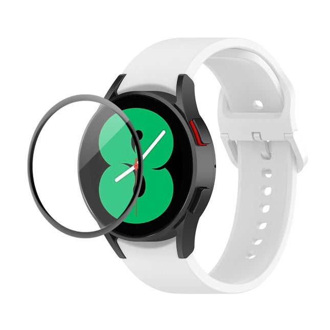 JUNSUNMAY Silicone Adjustable Strap + Full Coverage PMMA Screen Protector Kit, For Samsung Galaxy Watch4 44mm