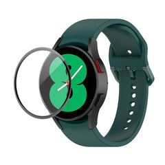 JUNSUNMAY Silicone Adjustable Strap + Full Coverage PMMA Screen Protector Kit, For Samsung Galaxy Watch4 44mm