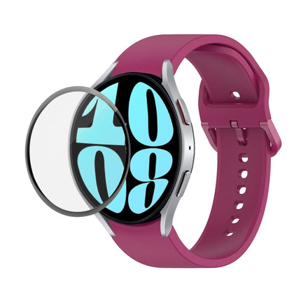 JUNSUNMAY Silicone Adjustable Strap + Full Coverage PMMA Screen Protector Kit, For Samsung Galaxy Watch6 44mm