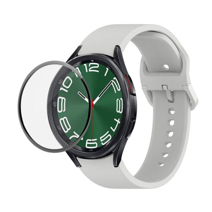 JUNSUNMAY Silicone Adjustable Strap + Full Coverage PMMA Screen Protector Kit, For Samsung Galaxy Watch6 Classic 43mm