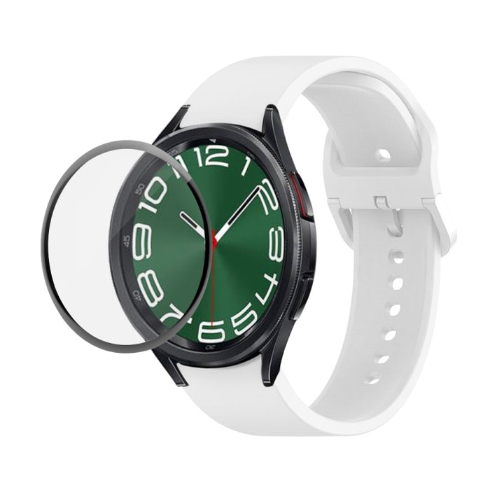 JUNSUNMAY Silicone Adjustable Strap + Full Coverage PMMA Screen Protector Kit, For Samsung Galaxy Watch6 Classic 47mm