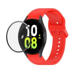 JUNSUNMAY Silicone Adjustable Strap + Full Coverage PMMA Screen Protector Kit, For Samsung Galaxy Watch5 44mm