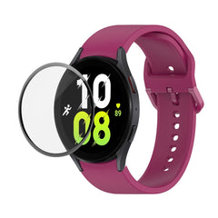 JUNSUNMAY Silicone Adjustable Strap + Full Coverage PMMA Screen Protector Kit, For Samsung Galaxy Watch5 44mm