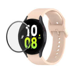 JUNSUNMAY Silicone Adjustable Strap + Full Coverage PMMA Screen Protector Kit, For Samsung Galaxy Watch5 44mm