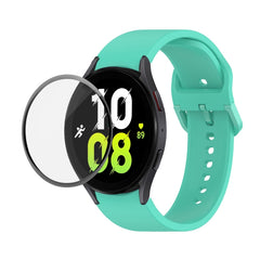 JUNSUNMAY Silicone Adjustable Strap + Full Coverage PMMA Screen Protector Kit, For Samsung Galaxy Watch5 44mm