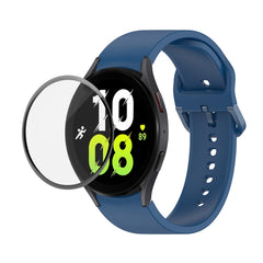 JUNSUNMAY Silicone Adjustable Strap + Full Coverage PMMA Screen Protector Kit, For Samsung Galaxy Watch5 44mm
