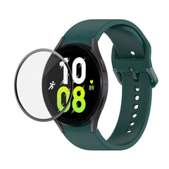 JUNSUNMAY Silicone Adjustable Strap + Full Coverage PMMA Screen Protector Kit, For Samsung Galaxy Watch5 44mm