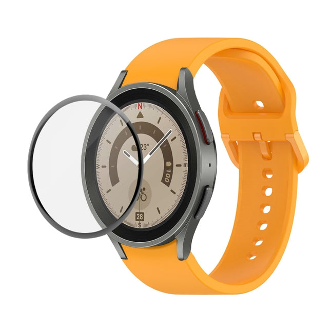 JUNSUNMAY Silicone Adjustable Strap + Full Coverage PMMA Screen Protector Kit, For Samsung Galaxy Watch5 Pro 45mm