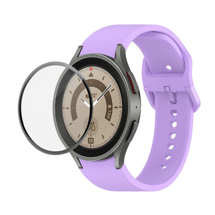 JUNSUNMAY Silicone Adjustable Strap + Full Coverage PMMA Screen Protector Kit, For Samsung Galaxy Watch5 Pro 45mm