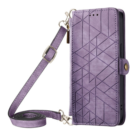 Geometric Zipper Wallet Side Buckle Leather Phone Case with Crossbody Lanyard, For iPhone 11 Pro