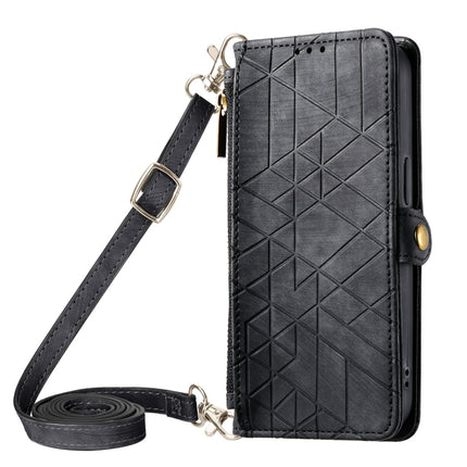 Geometric Zipper Wallet Side Buckle Leather Phone Case with Crossbody Lanyard, For iPhone 13 Pro Max, For iPhone 13 Pro, For iPhone 13, For iPhone 12